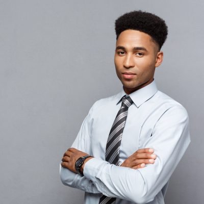 Business Concept – Happy professional african american businessman confident arms crossed. Business Concept - Happy professional african american businessman confident arms crossed